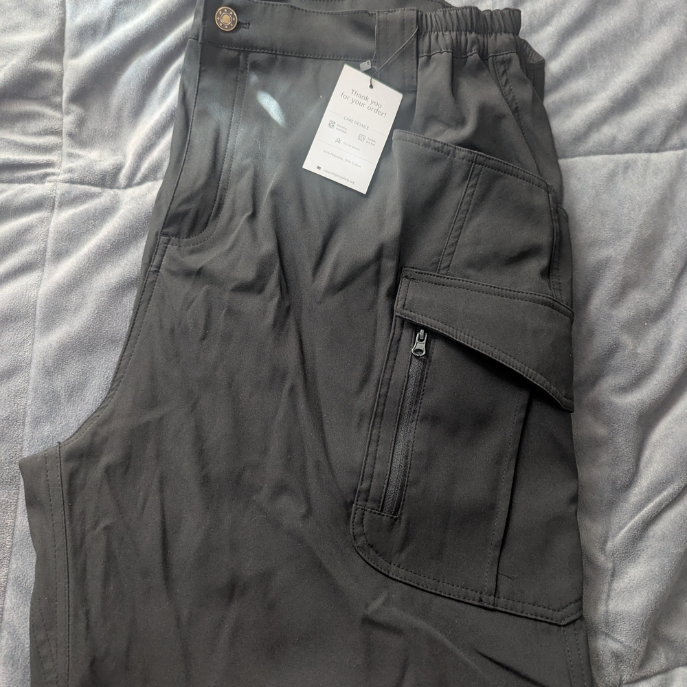 Men's Charcoal Cargo Pants with Zipper Pocket